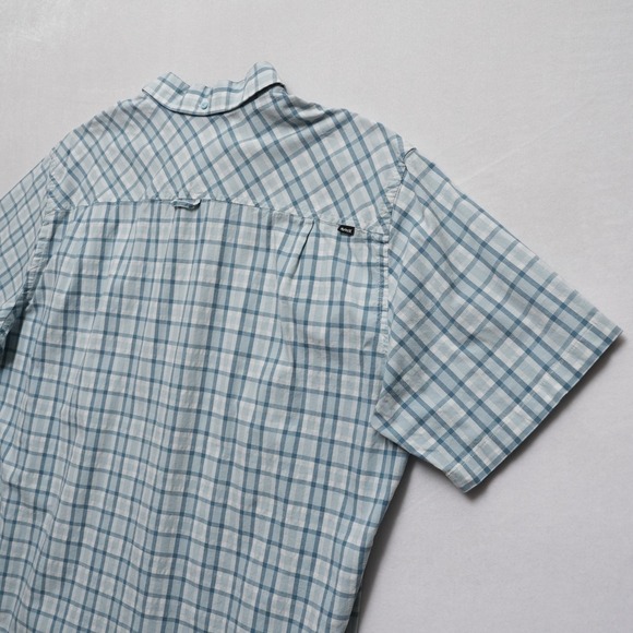 Hurley Plaid Shirt Mens XL Blue Stretch Button Up Surf Casual Short Sleeve - Picture 14 of 16